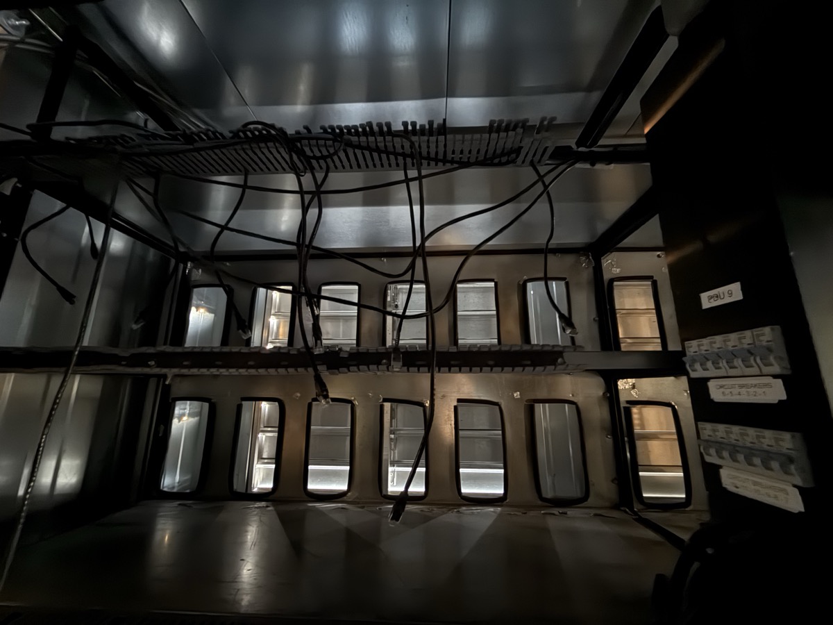 ASIC miners running with indicator lights